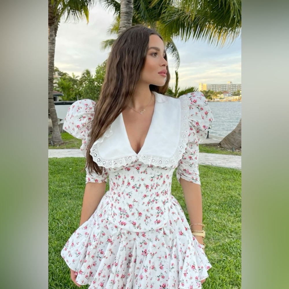 New Arrivals White Floral Mini Dress - Picture 4 of 7